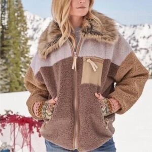 Sundance Sherpa Fleece Jacket Faux Fur Collar Boundless North Size M